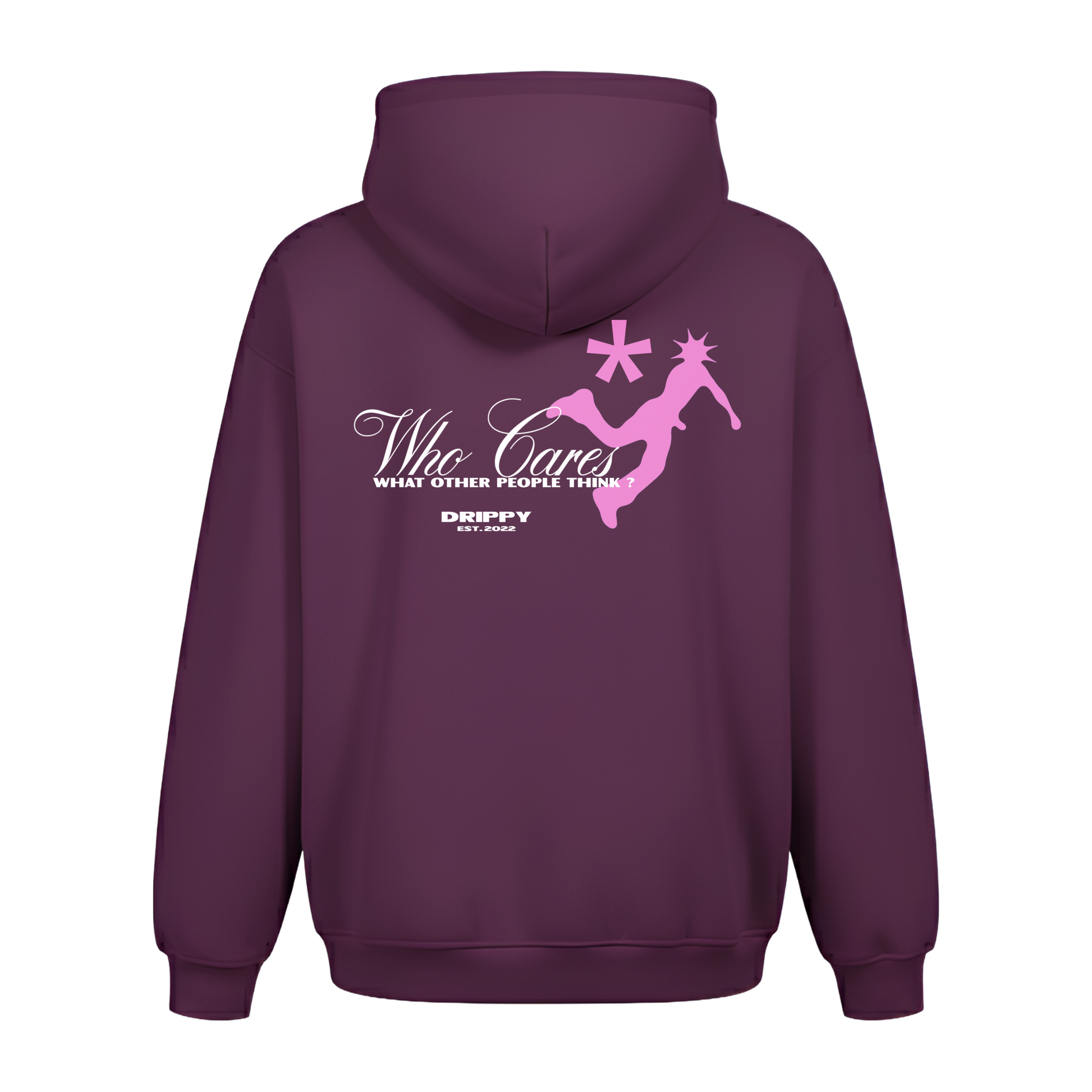 Who Cares Hoodie (Regular Fit) (Dark Maroon)